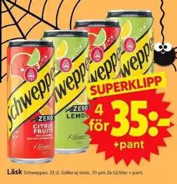 ICA Supermarket Schweppes Zero erbjuda