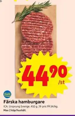 ICA Supermarket Färska hamburgare erbjuda
