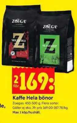ICA Supermarket KAFFE HELA BÖNOR erbjuda