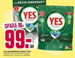ÖoB YES MASKINDISKTABLETTER erbjuda