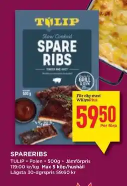 Willys Spareribs erbjuda