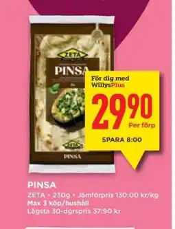 Willys Pinsa erbjuda