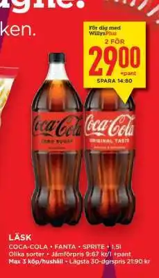 Willys Coca Cola, Fanta, Sprite erbjuda