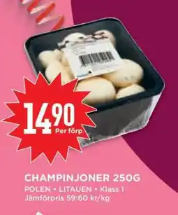 Willys Champinjoner 250g erbjuda