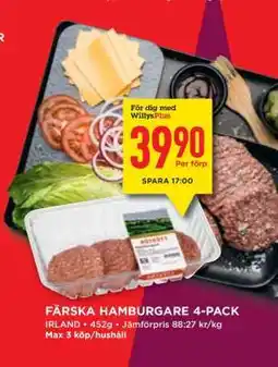 Willys Färska Hamburgare 4-pack erbjuda