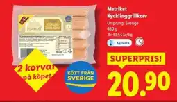 Lidl MATRIKET Kycklinggrillkorv erbjuda