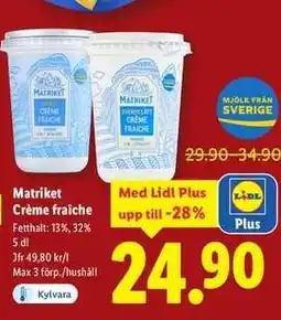 Lidl MATRIKET Crème fraiche erbjuda