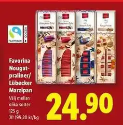 Lidl Favorina Nougatpraliner/Lübecker Marzipan erbjuda