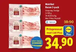 Lidl Matriket Bacon 3-pack erbjuda