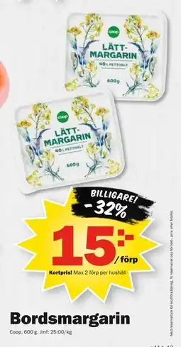 Pekås Bordsmargarin, Medlemspris erbjuda