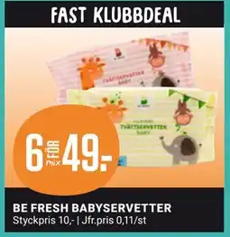 ÖoB BE FRESH BABYSERVETTER, Medlemspris erbjuda