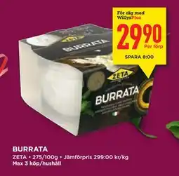 Willys Hemma BURRATA, Medlemspris erbjuda