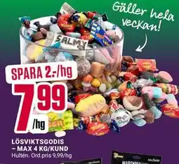 ÖoB LÖSVIKTSGODIS – MAX 4 KG/KUND, SEK 7.99 erbjuda