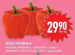 Willys Hemma RÖD PAPRIKA, SEK 29.9 erbjuda