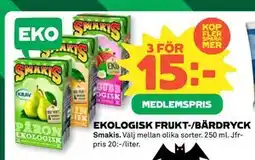 Coop Daglivs EKOLOGISK FRUKT-/BÄRDRYCK, Medlemspris erbjuda