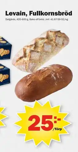 Pekås Levain, Fullkornsbröd, SEK 25 erbjuda