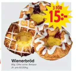 Matöppet Wienerbröd, SEK 15 erbjuda