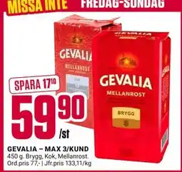 ÖoB GEVALIA – MAX 3/KUND, SEK 59.9 erbjuda