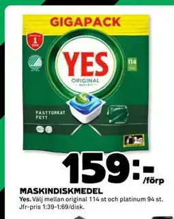 Coop Daglivs MASKINDISKMEDEL, SEK 159 erbjuda