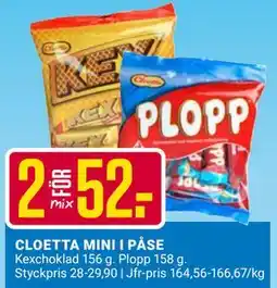 ÖoB CLOETTA MINI I PÅSE, SEK 52 erbjuda