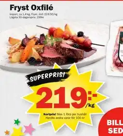 Pekås Fryst Oxfilé, Medlemspris erbjuda