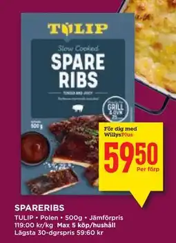 Willys Hemma SPARERIBS, Medlemspris erbjuda