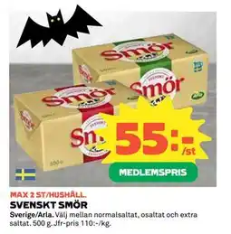Coop Daglivs SVENSKT SMÖR, Medlemspris erbjuda