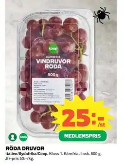 Coop Daglivs RÖDA DRUVOR, Medlemspris erbjuda