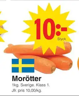 Matöppet Morötter, SEK 10 erbjuda