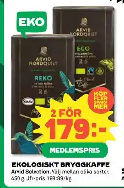 Coop Daglivs EKOLOGISKT BRYGGKAFFE, Medlemspris erbjuda