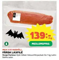 Coop Daglivs FÄRSK LAXFILÉ, Medlemspris erbjuda