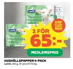 Coop Daglivs HUSHÅLLSPAPPER 4-PACK, Medlemspris erbjuda