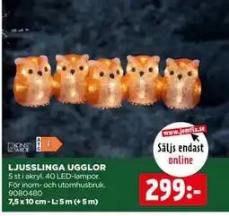 Jem&Fix LJUSSLINGA UGGLOR, SEK 299 erbjuda