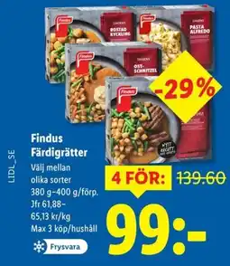 Lidl FINDUS Färdigrätter erbjuda