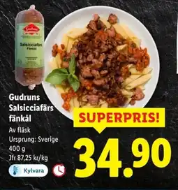 Lidl GUDRUNS Salsicciafärs fänkal erbjuda
