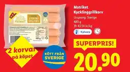 Lidl MATRIKET Kycklinggrillkorv erbjuda