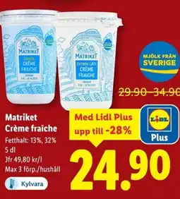 Lidl MATRIKET Crème fraîche erbjuda