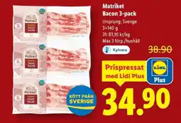 Lidl MATRIKET Bacon 3-pack erbjuda