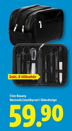 Lidl Cien beauty neccesär/manikyrset i läderdesign erbjuda