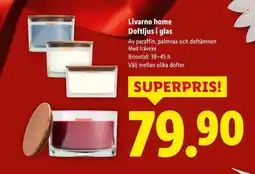 Lidl Livarno home doftljus i glas erbjuda