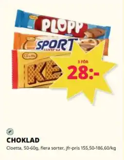 Tempo CLOETTA Choklad erbjuda