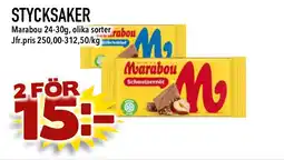 Bonum Matmarknad MARABOU Stycksaker erbjuda