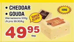 Nya Pulsen Wernerssons Cheddar • Gouda erbjuda