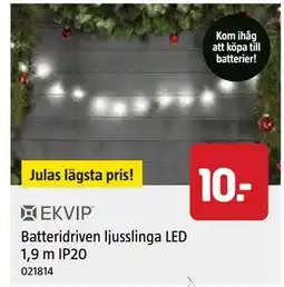 Jula Batteridriven ljusslinga LED 1,9 m IP20, SEK 10 erbjuda