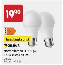 Jula Normallampa LED 2 -pk E27 4.8 W 470 lm, SEK 19.9 erbjuda