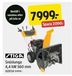 Jula Snöslunga 4,4 kW 560 mm, SEK 7999 erbjuda