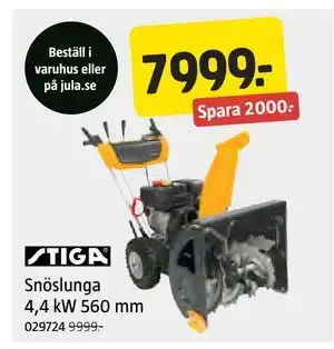 Jula Snöslunga 4,4 kW 560 mm, SEK 7999 erbjuda