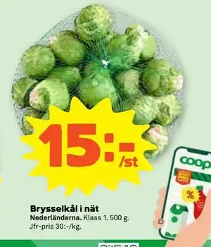 Brysselkål i nät, SEK 15
