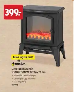 Jula Dekorationskamin 1000/2000 W 37x46x24 cm, SEK 399 erbjuda