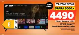 Power Thomson 50" uhd google tv google assistant röststyrning erbjuda